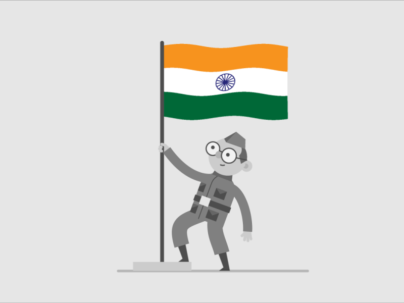 Happy Independence Day animation character flag flat independence india