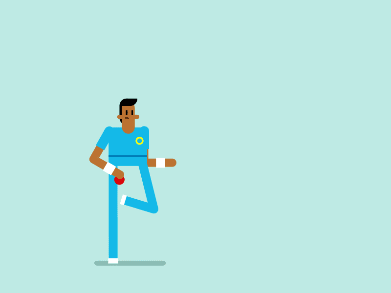 Bowler animation character cricket flat sports