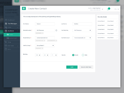 Create New Contact form create contact form made with invision platform ui ux website