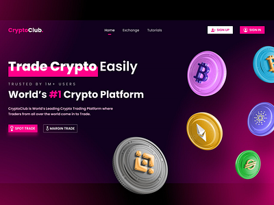 CryptoClub - A Concept Crypto Network - UI Design branding design ui ui design website design