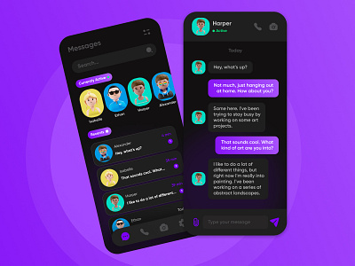 Chat App UI Design app design app ui design chat app design chat app ui dark mode app design design modern app design social media app design ui ui design