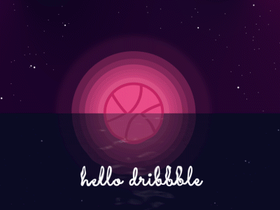 Hello Dribbble! debut dribbble hello night pink star water effect