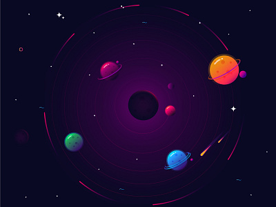 Colorful Galaxy color galaxy gradient illustration light moon planet space star sun universe vector