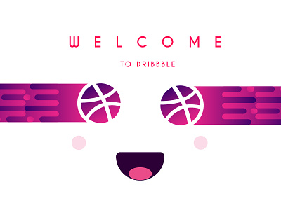Welcome to Dribbble color dribbble goggle gradient happiness happy illustration smile sstyle vecto welcome