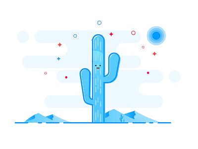 desert Landscape cactus desert happy icons illustration illustrator landscape line art sun vector