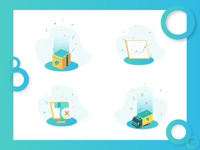 Icons contract gift graph icons illustration illustrator isometric monitor truck ui ux vector