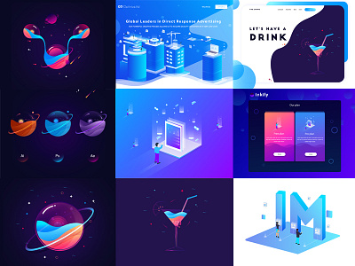 Best 9 Dribbble shot of this year 9 best shot color drink gradient illustration illustrator isometric planet ui ux vector