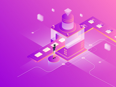 Machine app automation content document illustration isometric machine output website wire