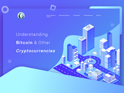 Hero Section bitcoin buildings city crypto illustration isometric landing page ui uiux ux website