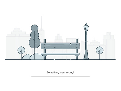 Error page 404 bench city error illustration lamp landscape nothing found tree ui ux