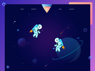 Space hero astronaut colors illustration interface planets rocket space stars ui uiux ux website