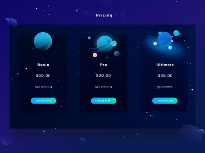 Pricing Page buy moon plan planet price space star sun ui universe user interface ux