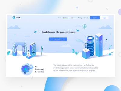 Healthcare Organisation buildings case study device health hospital icons illustration isometric ui user interface ux website