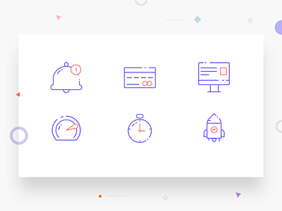 Icon set clock computer credit card dashboard icon icon artwork illustration line art notification rocket timer