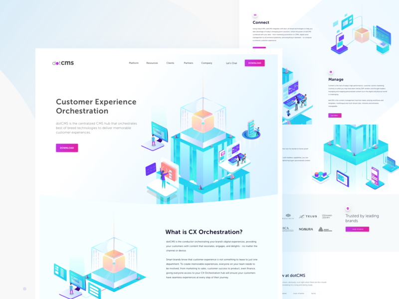 dotCMS Home Page app code customer data device illustration isometric ui userinterface ux vector website