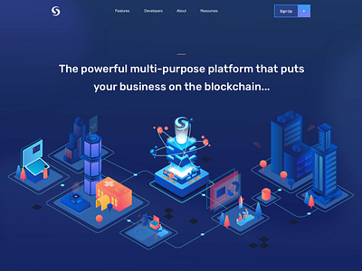 Syscoin hero animation ae app bitcoins buildings city color illustration isometric light ui uidesign uiux ux web website