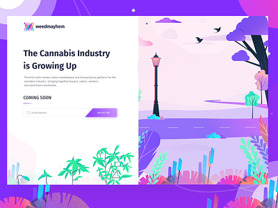 Coming soon animation app cannabis shop color e commerce illustration illustrator landscape plants scooter ui uiux user interface design ux web web app website