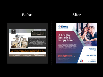 LionsHVAC Service Ad Design banner beforeandafter design graphic design