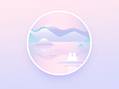 The sunset of the Lake Tekapo ai color illustration sticker vector