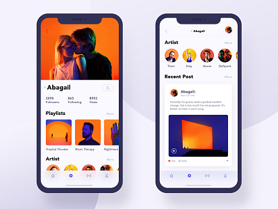 Orange Storm：Music App Friend's Profile app card color ios music orange profile ui，iphone x