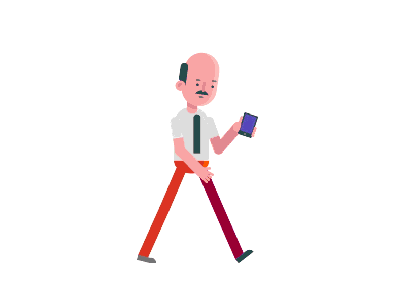 Walking and Texting after effects animation character cycle duik illustration motion graphics phone walk