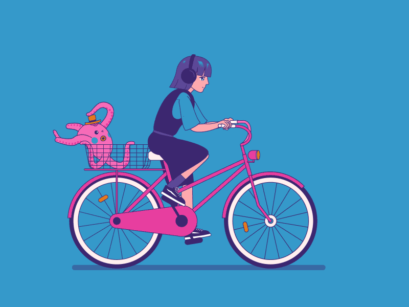 Bicyle ride 2d ae after effects animation anime bicyle character cycle design duik illustration illustrator loop motion graphics
