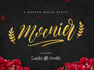 Moenier Font branding brush calligraphy cursive handwritten ink lettering script signature stylish swashes typography