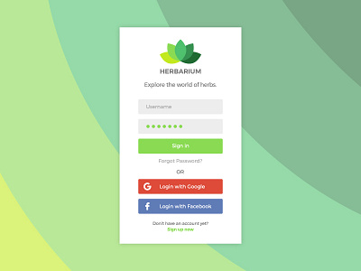 Daily UI #001 - Herbarium Sign Up