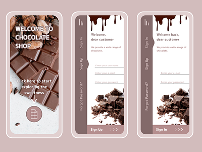 Chocolate Shop App | Daily UI Challenge 001 | Sign Up Page