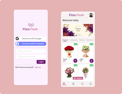 Floral App home page daily ui floral app flowers homepage landing page ui ux