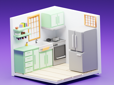 3D Kitchen 3d 3d character 3dmodelling animation design illustration popular shot render ui
