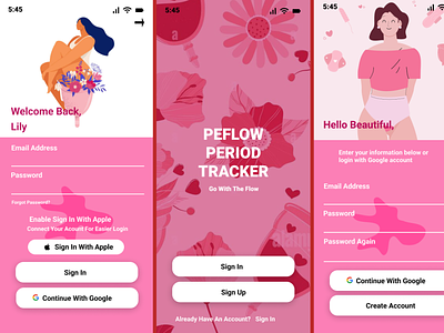 PEFLOW PERIOD TRACKER 3dcharacter animation app branding design health illustration logo menstrual app period period app popular prototype tracker typography ui ux women