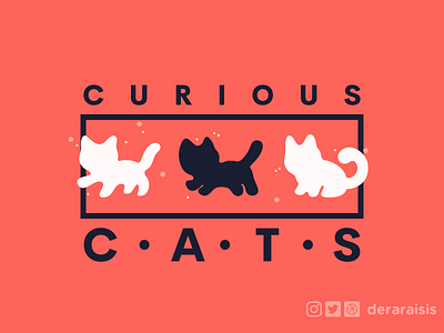 Curious Cats cat cats curiosity curious cute cute art design frame illustration kitten meow meowth minimal playful red silhouette typogaphy vector vector art wallpaper