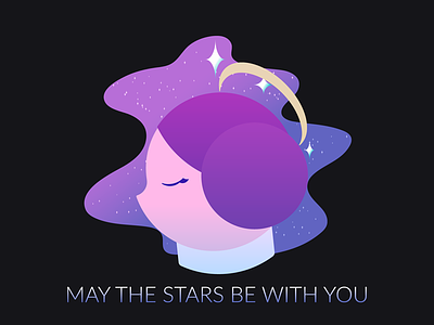 May The Stars Be With You carrie fisher galaxy illustration leia organa may the force be with you may the stars be with you princess leia rip star star wars vector