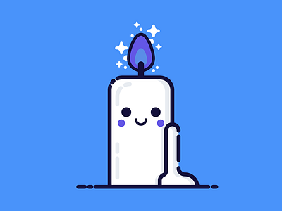 Blue Candle blue candle cute flame happy illustration vector