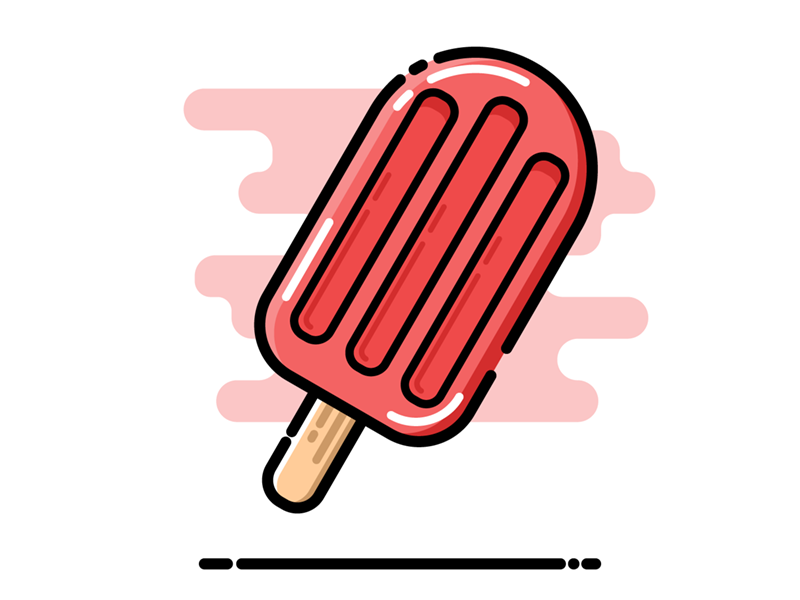 Red Popsicle icy cold line art summer vector illustration red icecream popsicle