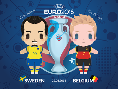 Euro 2016 Mascot Chibis: Sweden vs Belgium chibi cup cute europe fifa football france illustration poster soccer uefa vector