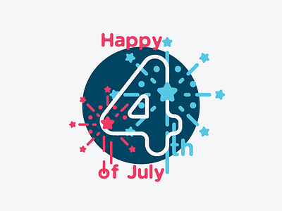 Happy 4th of July 4th of july america celebration fireworks flag illustration independence minimal type united states usa vector art