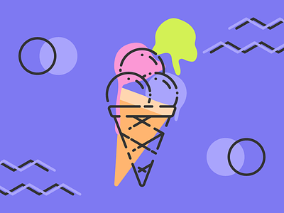 Limitless Summer: Ice Cream 80s abstract ice cream ice cream cone illustration line art memphis minimal summer vector vector art vibrant colors wallpaper