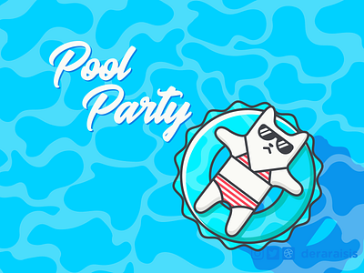 Pool Party Cat bikini blue cat cute float illustration minimal pool pool party poolside summer summer party summertime sunglasses swimming pool vacation vector art wallpaper wallpaper design water