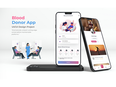 Blood Donor App Design - UIUX Project app design blood branding clean ui complete app design figma health illustration logo ui uiux