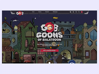Goons of Balatroon home page animation blockchain card game gob goons of balatroon home page landing mobile nft token web