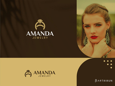 Amanda Jewelry Logo branding design diamond elegant elegant logo elegantlogo illustration logo minimalistlogo monogram ui