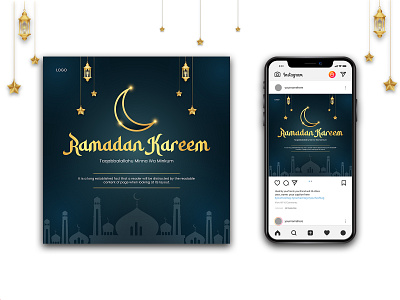 Ramadan Kareem social media post and web banner design template