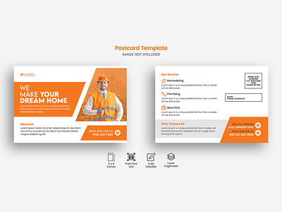 Construction and real estate services eddm postcard design