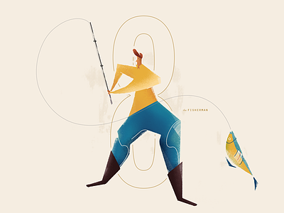 Fisherman 2d adobe design agency fish illustrator inspitation manage texture