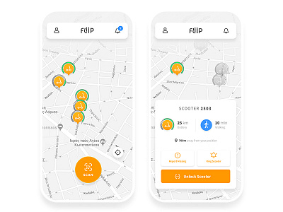 Fliip Scooters App app design icon ios mobile app scooters ui ux ui