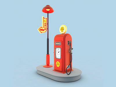 Gas Station 3d c4d design fuel game game art gamedesign gas gasstation illustration maxon3d