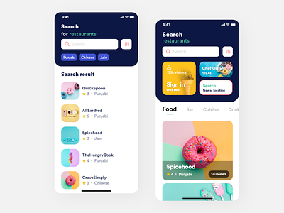 Restaurants search app screen design