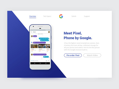 DailyUI #03 - Landing Page blue buttons google google pixel homepage landing page phone product ui webdesign website